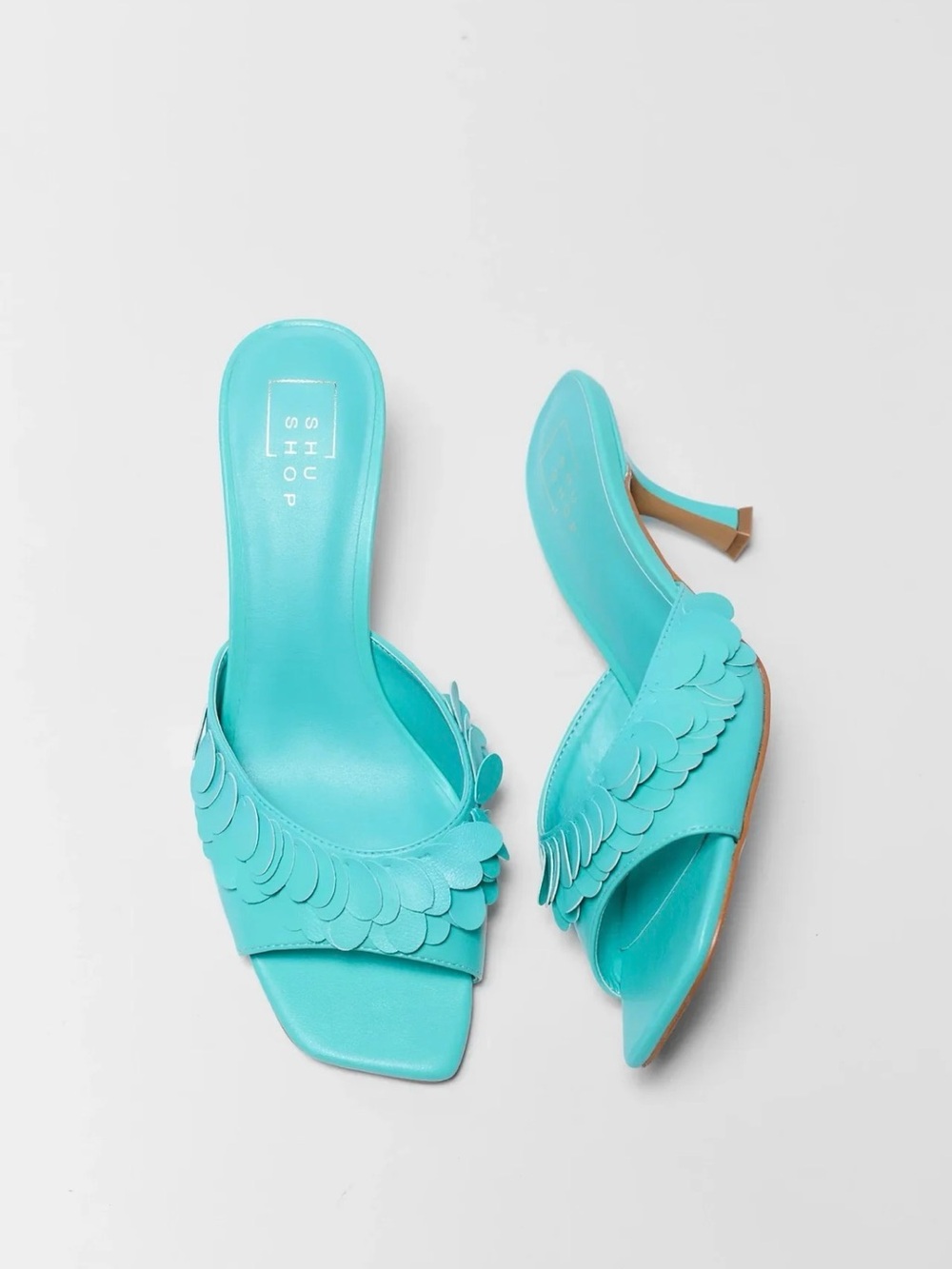 ShuShop Turquoise Scallop-Trim Mule Sandals - Picture 5 of 5